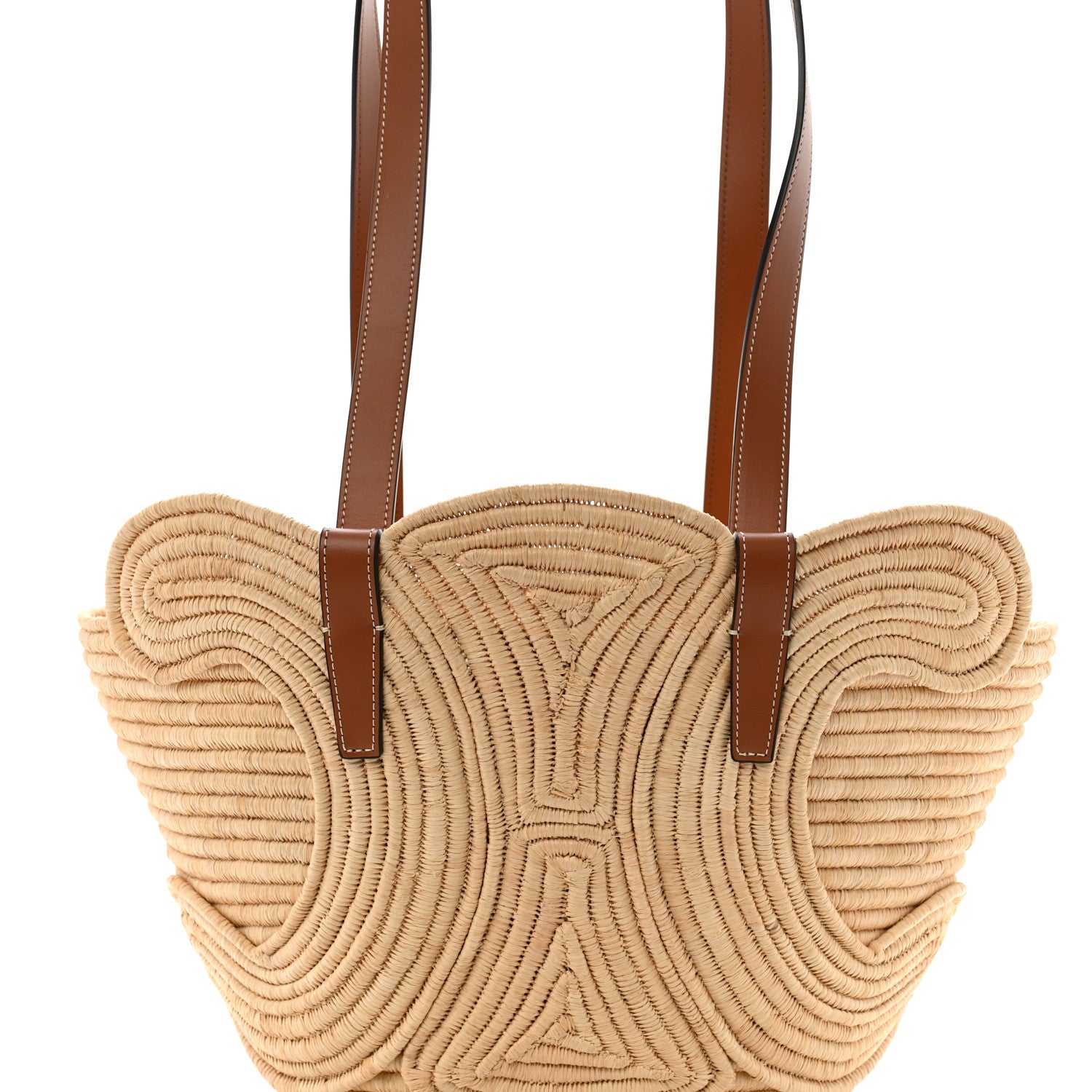 Celine Braided Raffia Calfskin Triomphe Small Panier Tan 8 of 12