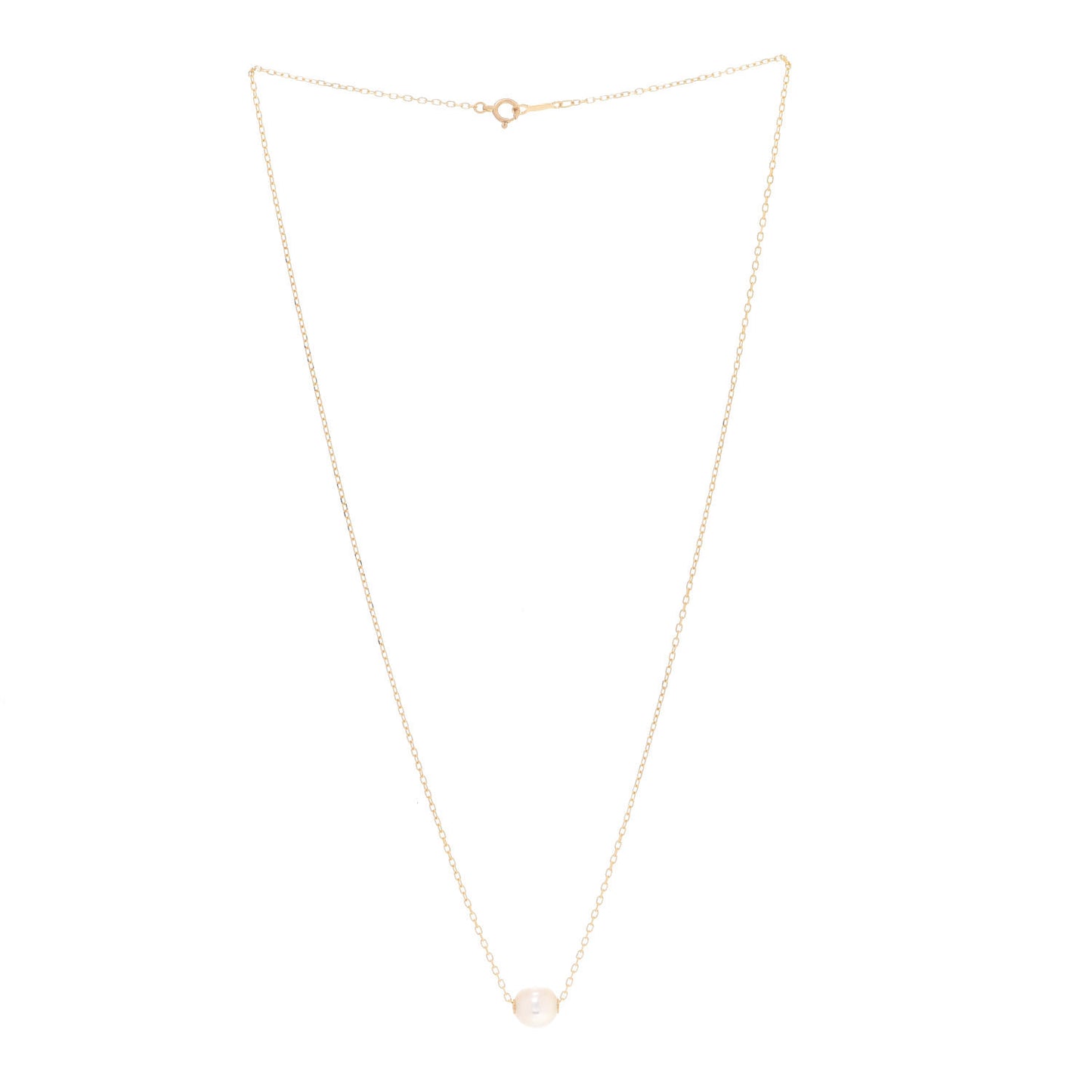 18K Yellow Gold Akoya Pearl 8mm Single Pendant Necklace