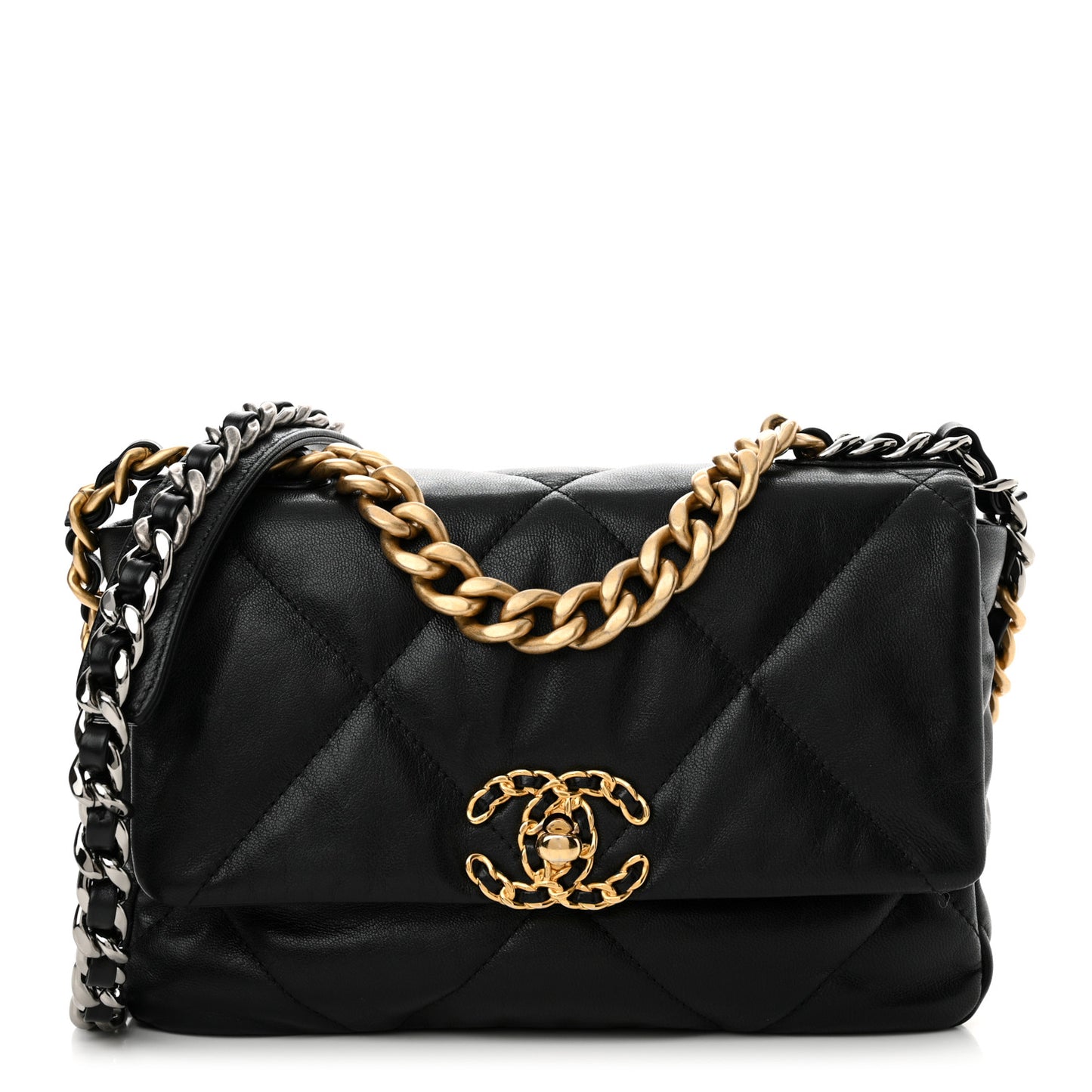 Goatskin Quilted Medium Chanel 19 Flap Black