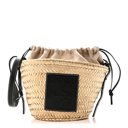 Loewe Leaf Palm Calfskin Drawstring Bucket Bag Natural Black 1 of 9