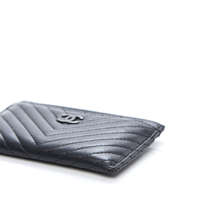 Chanel Lambskin Chevron Quilted Card Holder So Black 7 of 10