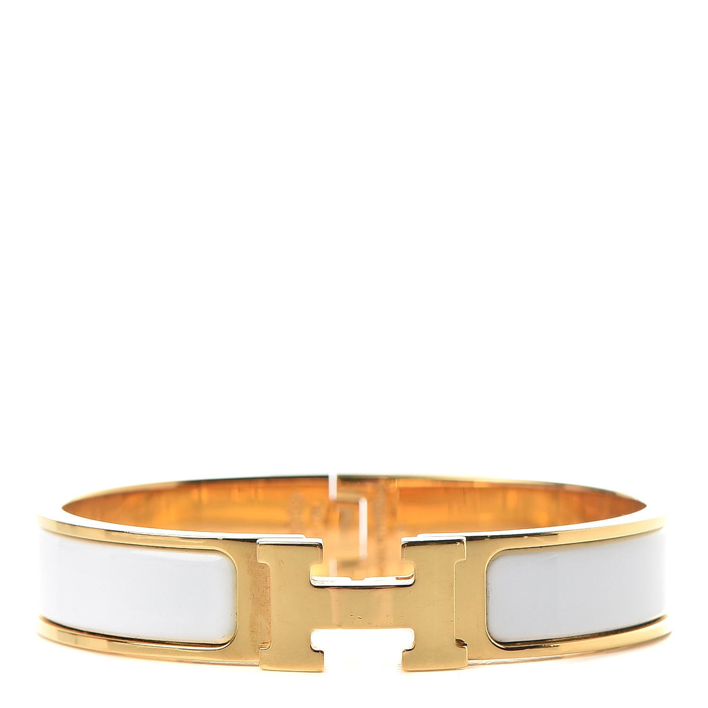 Enamel Narrow Clic Clac H Bracelet PM White