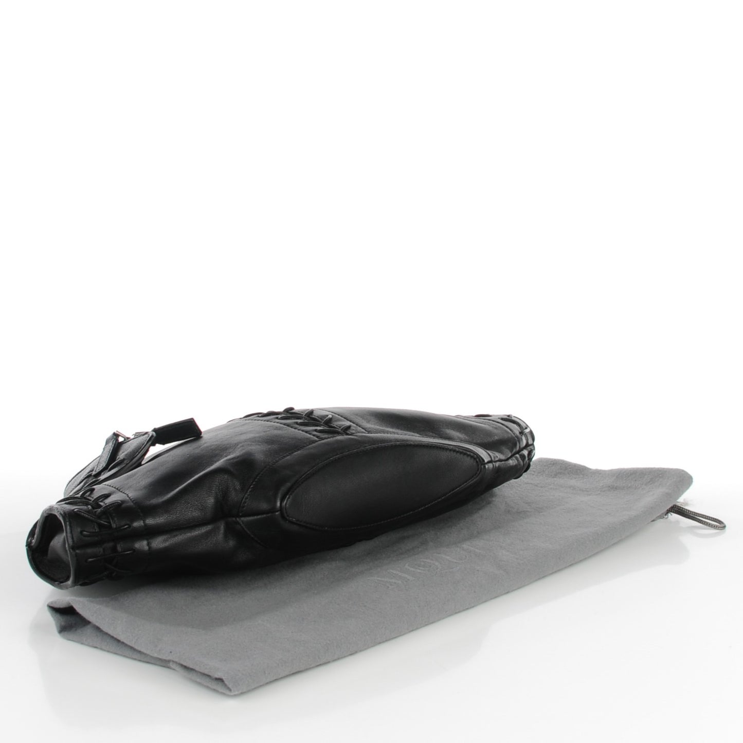 Lambskin Lace Up De Manta Clutch Black