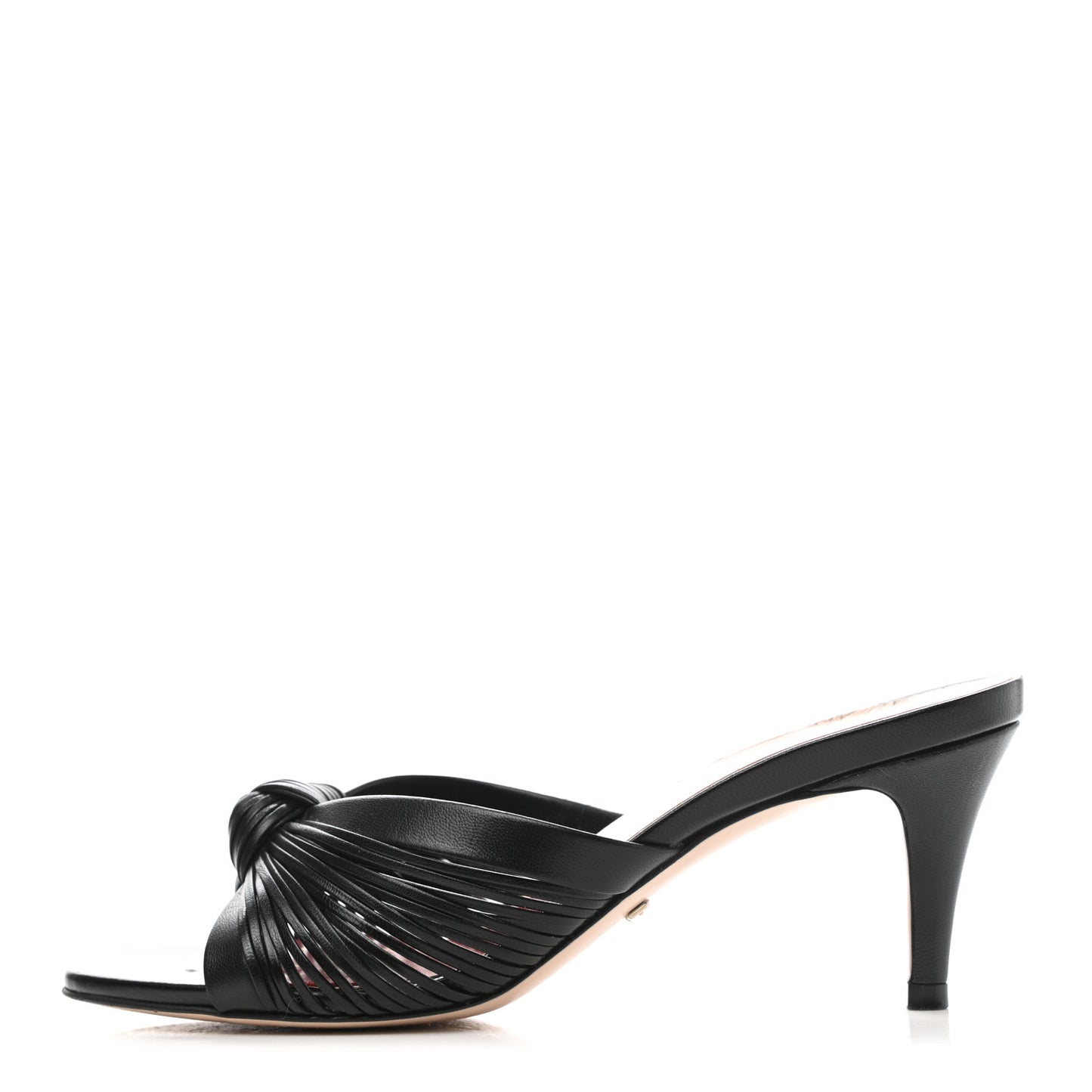Nappa Crawford Knot Mid Heel Slide Sandals 35 Black