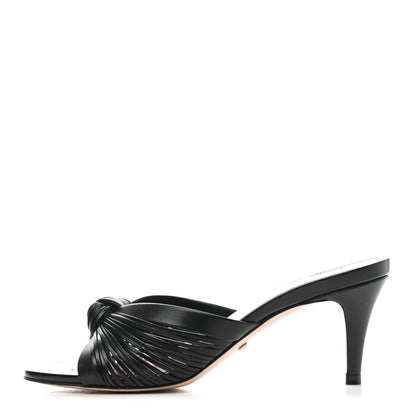 Gucci Nappa Crawford Knot Mid Heel Slide Sandals 35 Black 1 of 11