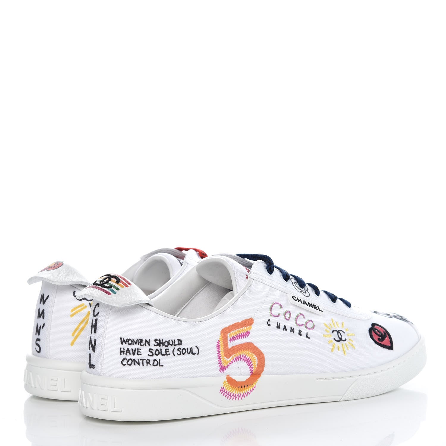 Chanel x Pharrell Williams Mens Canvas Graffiti Sneakers 44 4 of 10