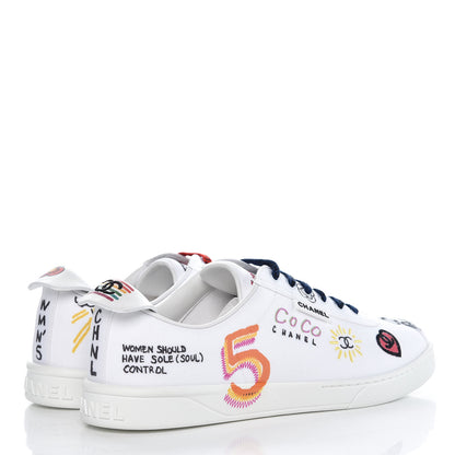Chanel x Pharrell Williams Mens Canvas Graffiti Sneakers 44 4 of 10