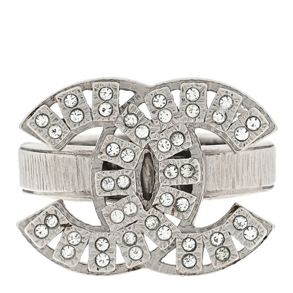 Chanel Crystal CC Ring 53 6.25 Silver 1 of 4