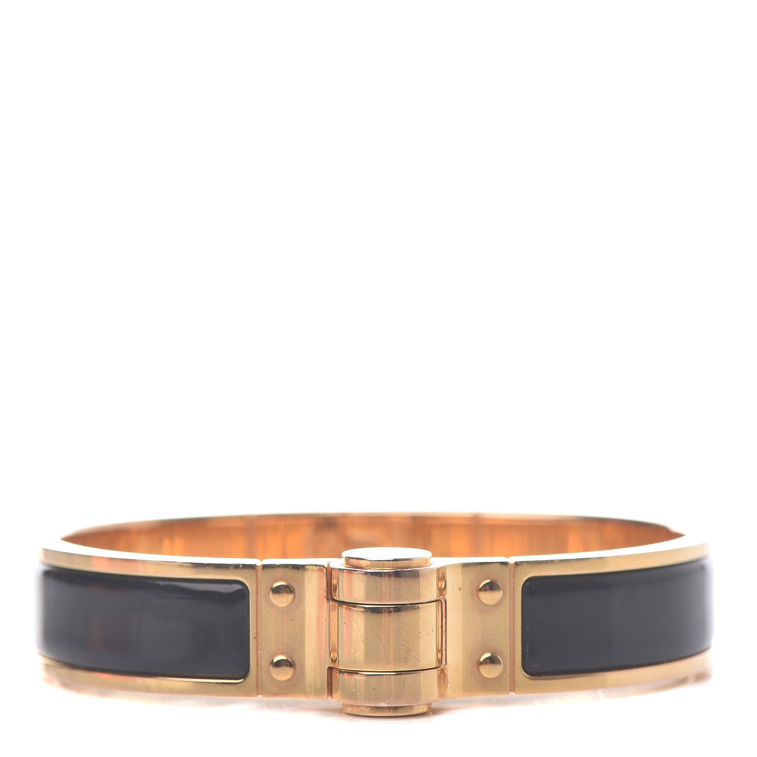 Hermes Enamel Charniere Uni Narrow Hinged Bracelet S Black 1 of 7