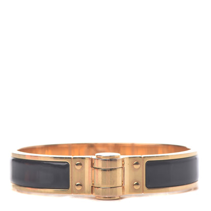 Hermes Enamel Charniere Uni Narrow Hinged Bracelet S Black 1 of 7