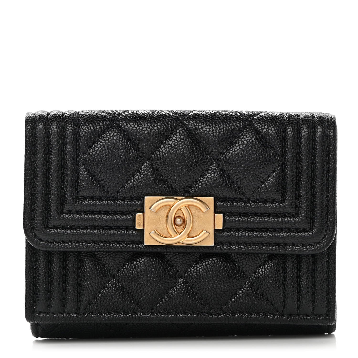 Chanel Caviar Quilted Small Boy Flap Wallet Black 1 of 11