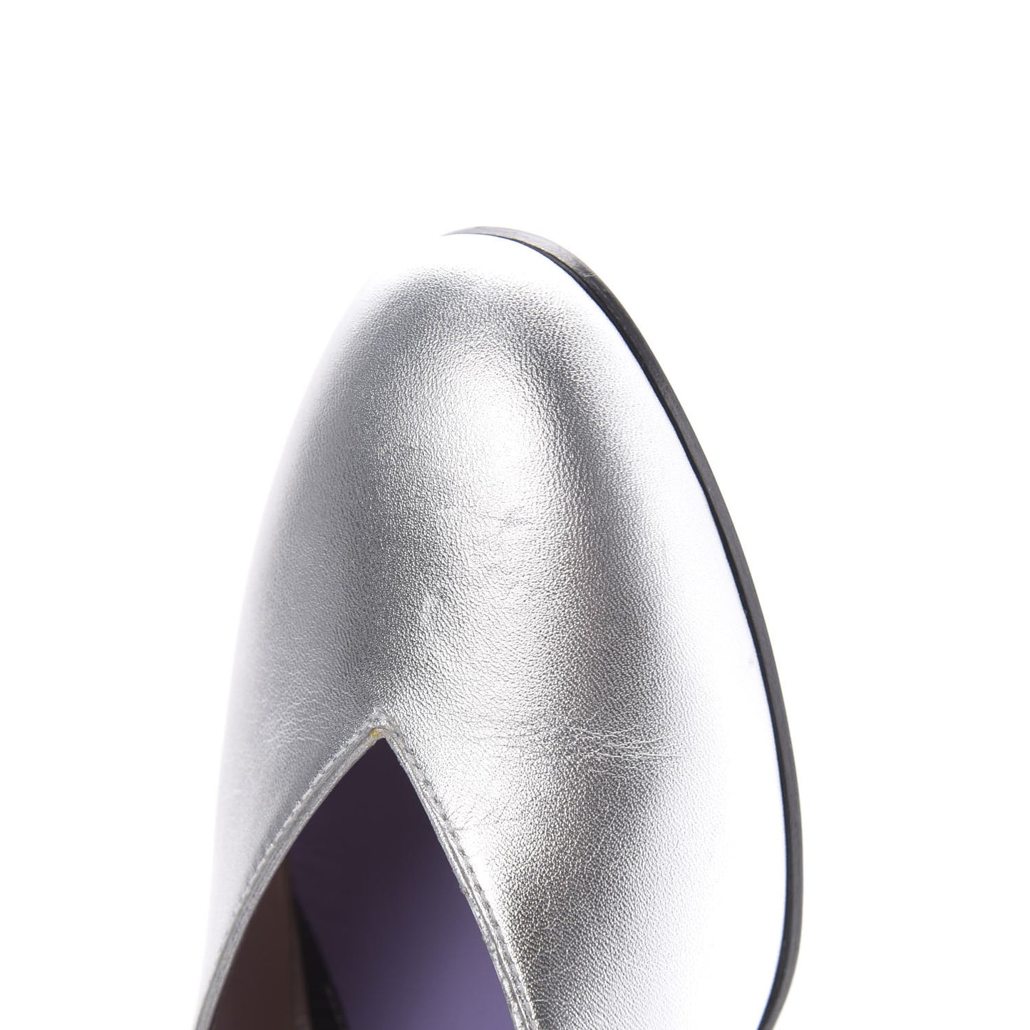 Metallic Nappa Crystal Square G Mid Heel Pumps 38 Silver