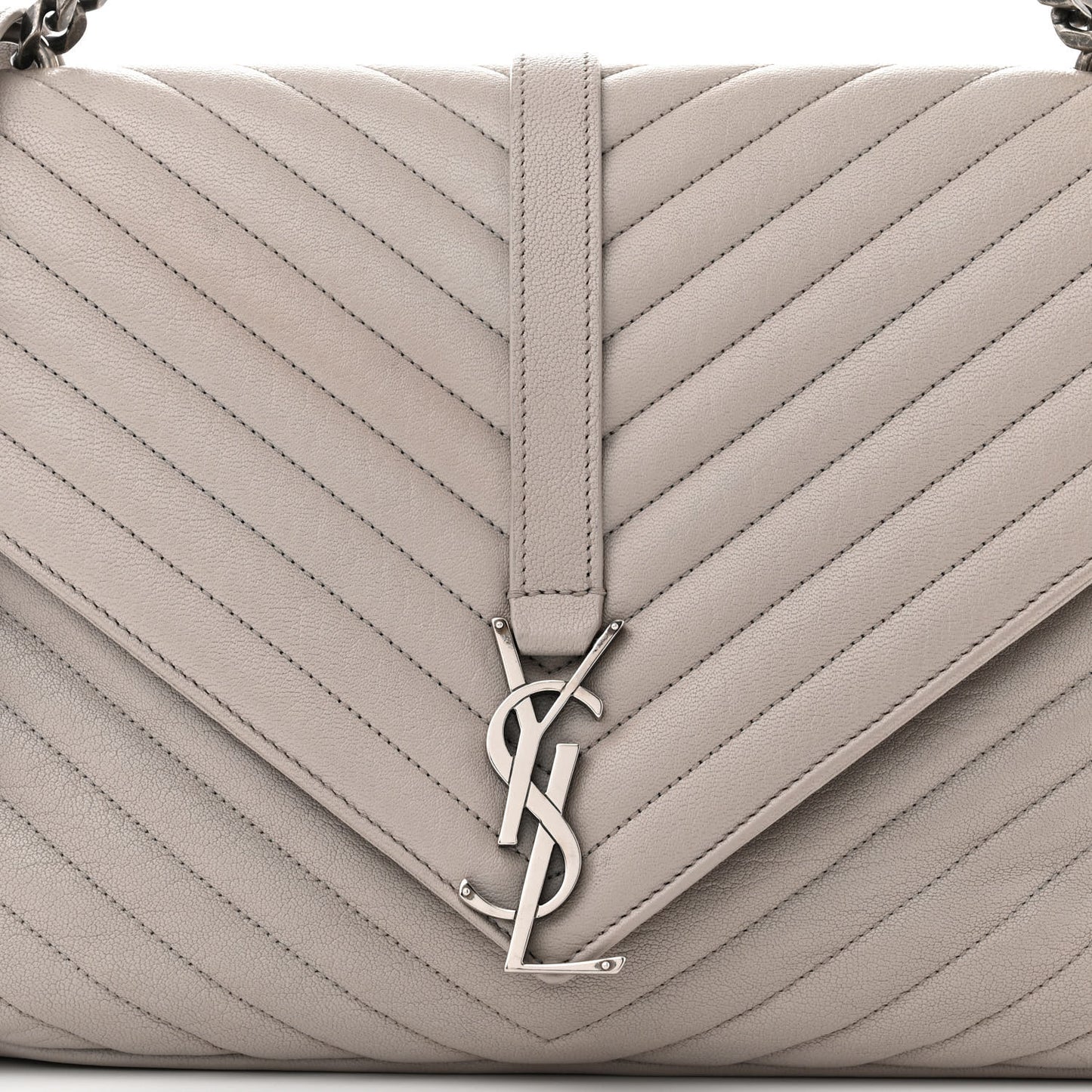 Sheepskin Matelasse Large Monogram College Satchel Light Grey