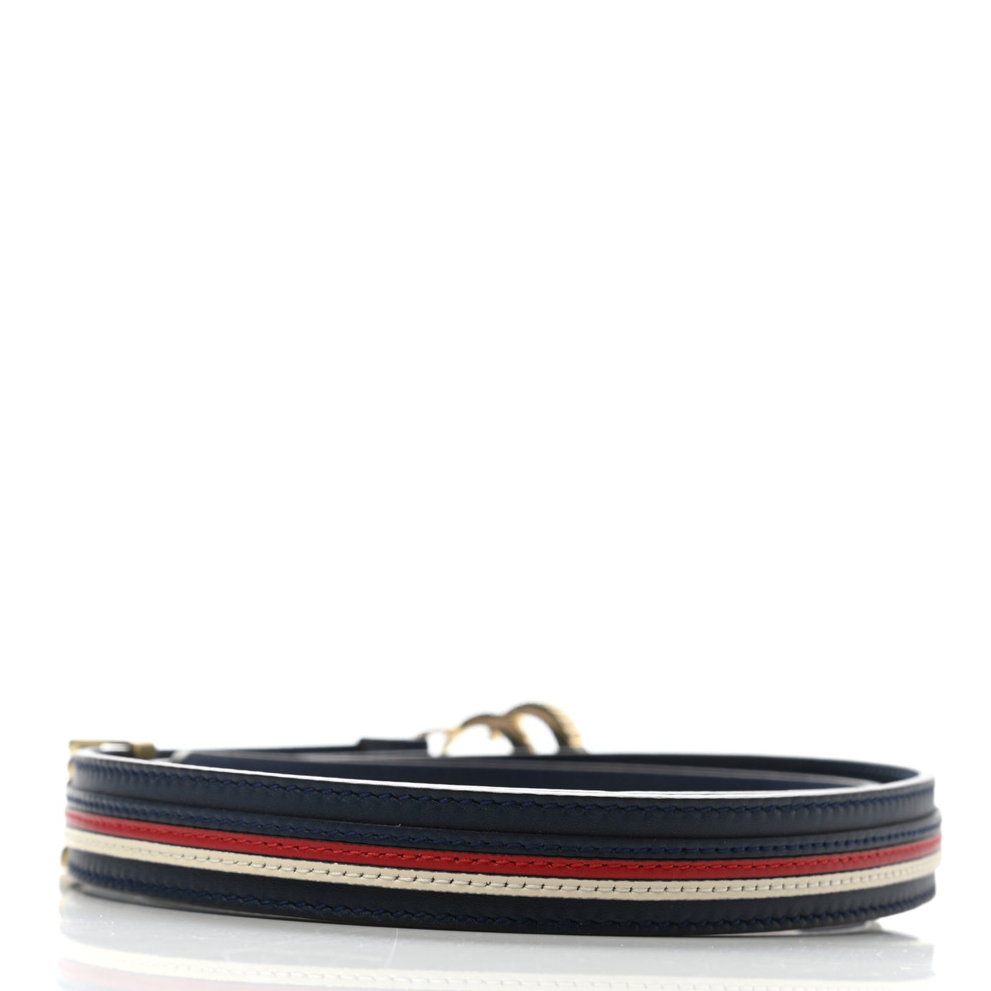 Calfskin Sylvie Stripe Torchon Double G 20mm Belt 85 34 Maritime Hibiscus Red Mystic White