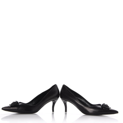 Versace Calfskin Palazzo Kitten Pumps 39.5 Black 5 of 12
