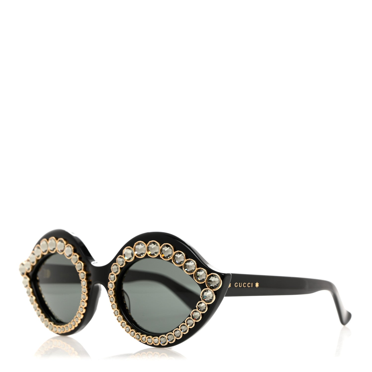 Gucci Acetate Crystal Studded Cat Eye Sunglasses GG0045S Black 1 of 8