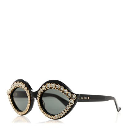 Gucci Acetate Crystal Studded Cat Eye Sunglasses GG0045S Black 1 of 8