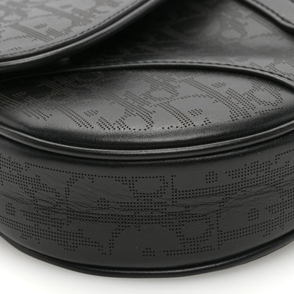 Christian Dior Calfskin Perforated Oblique Galaxy Mens Saddle Bag Black 7 of 8