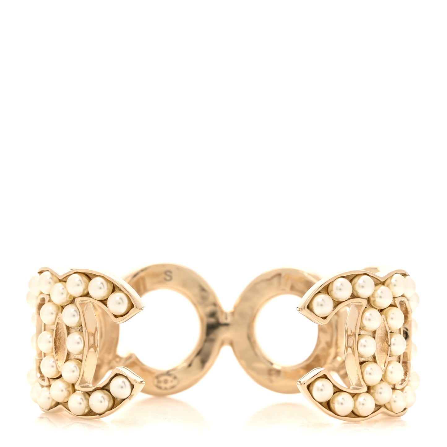 Crystal CC Coco Cuff Bracelet S Gold White