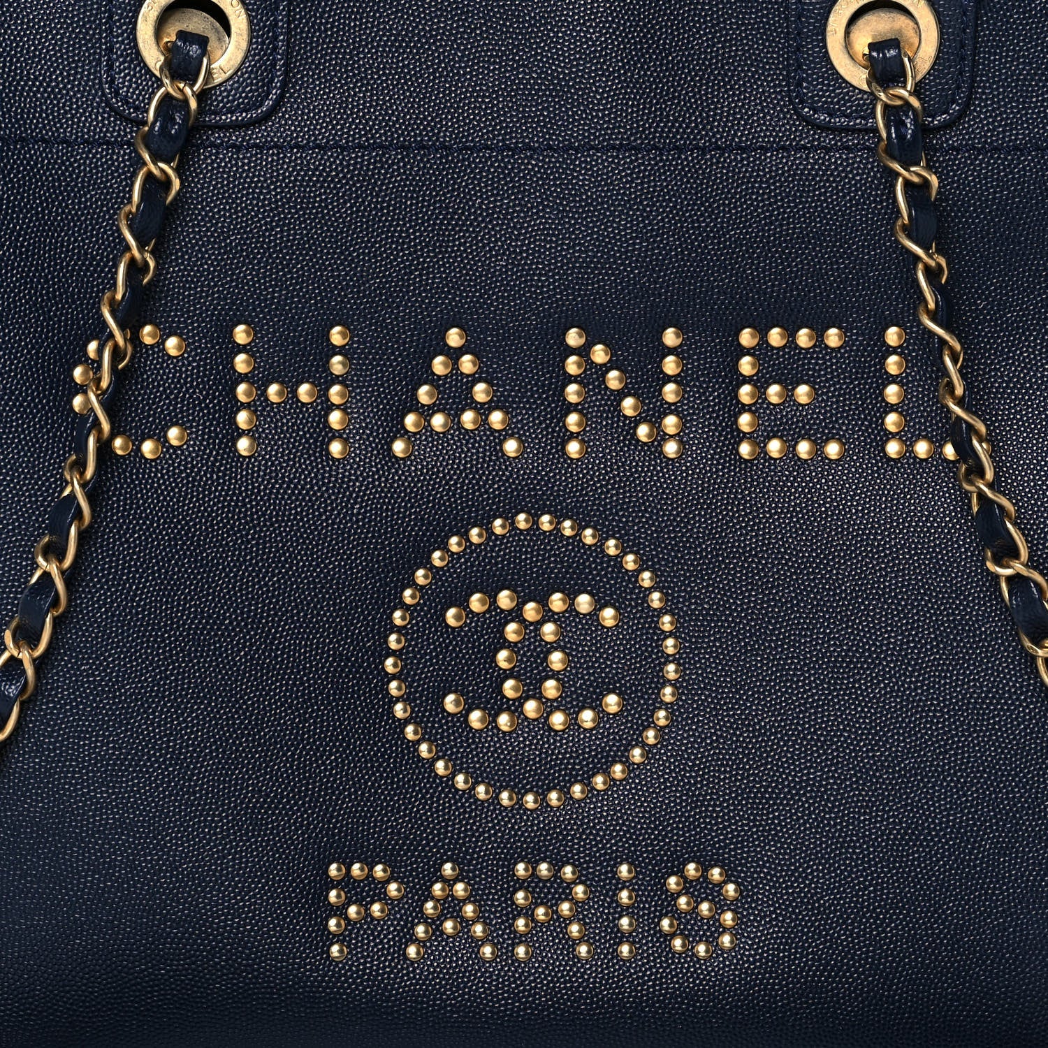 Chanel Caviar Small Studded Deauville Tote Blue 8 of 15