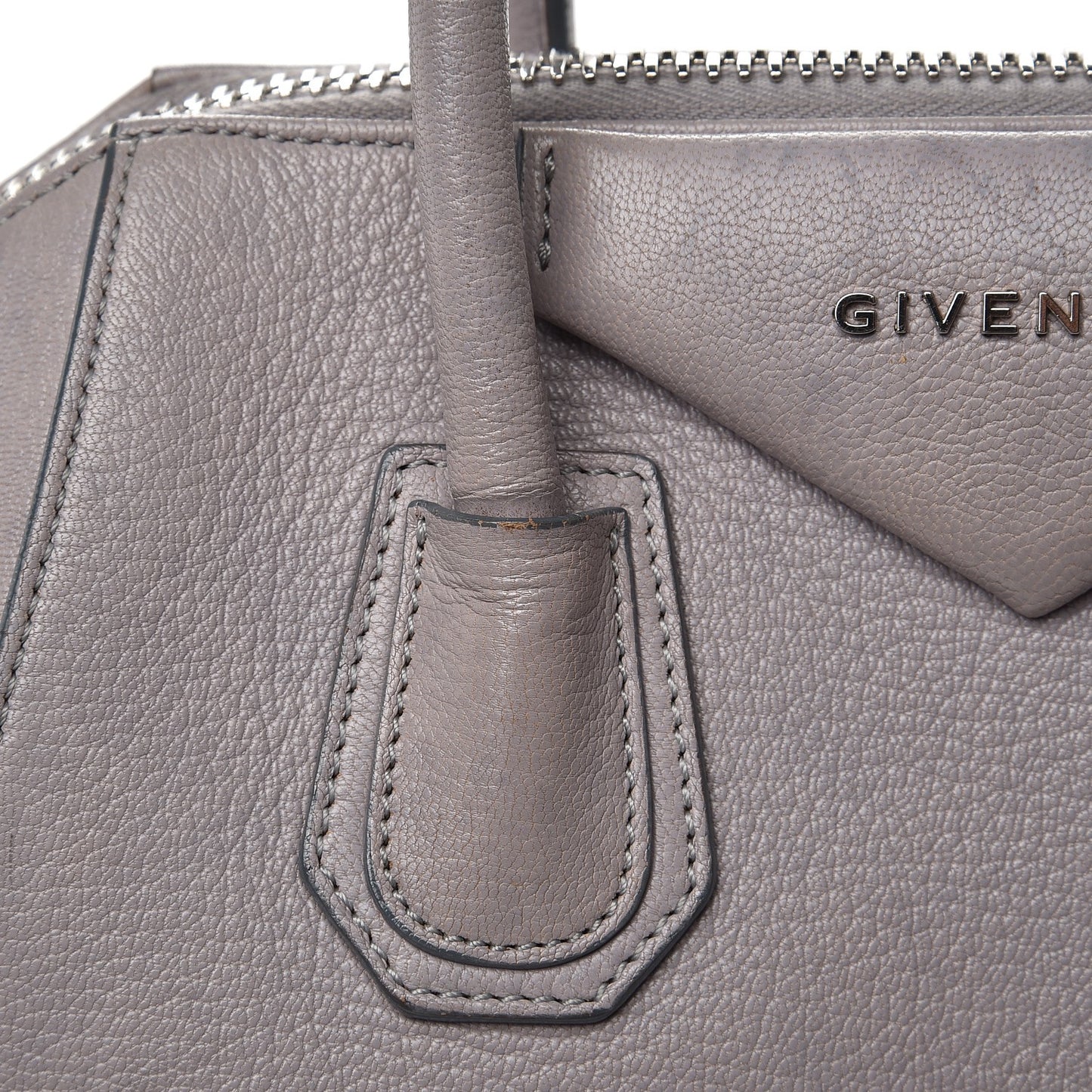 Sugar Goatskin Small Antigona Pearl Grey
