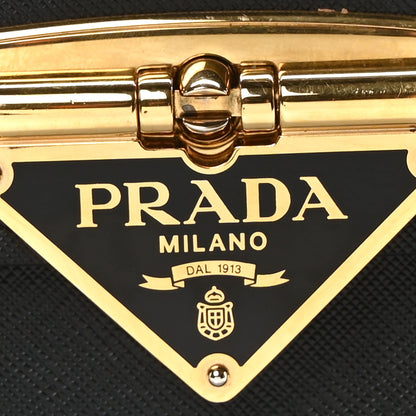 Prada Saffiano Symbole Flap Shoulder Bag Black 7 of 9