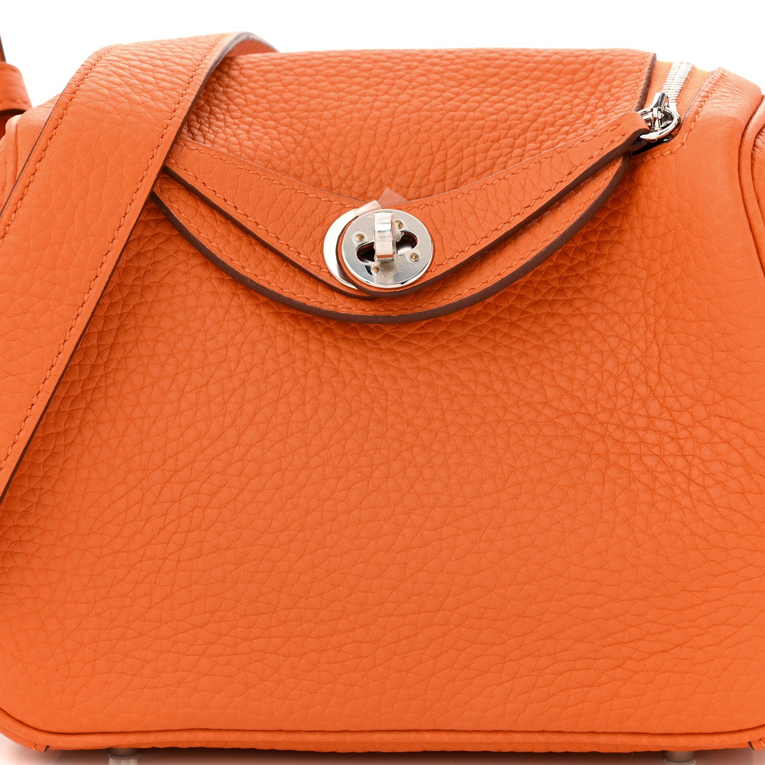 Hermes Taurillon Clemence Mini Lindy 20 Orange 8 of 11