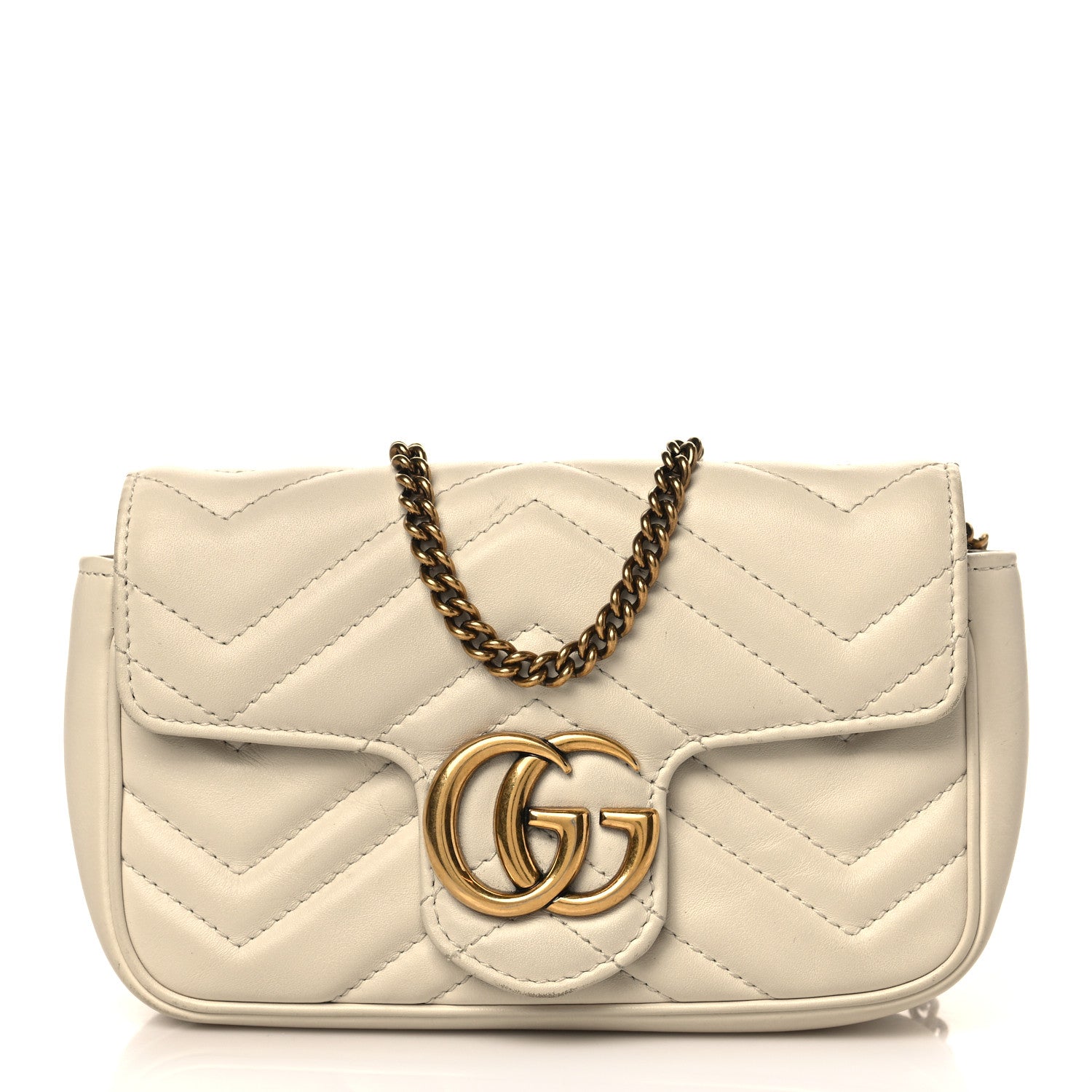 Gucci Calfskin Matelasse Super Mini GG Marmont Shoulder Bag White 1 of 9