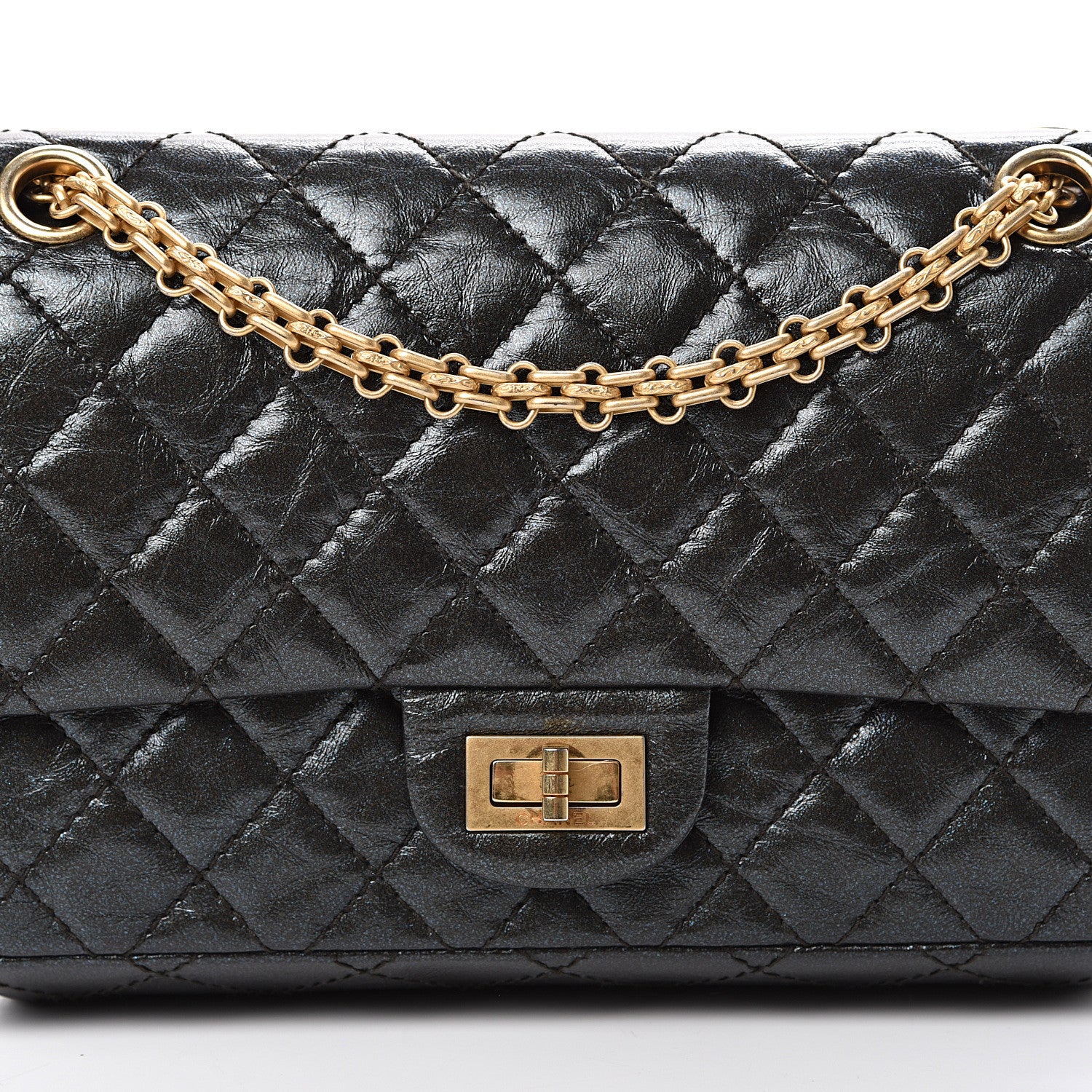 Chanel Glittered Aged Calfskin Quilted 2.55 Reissue 225 Flap Blue 7 of 11