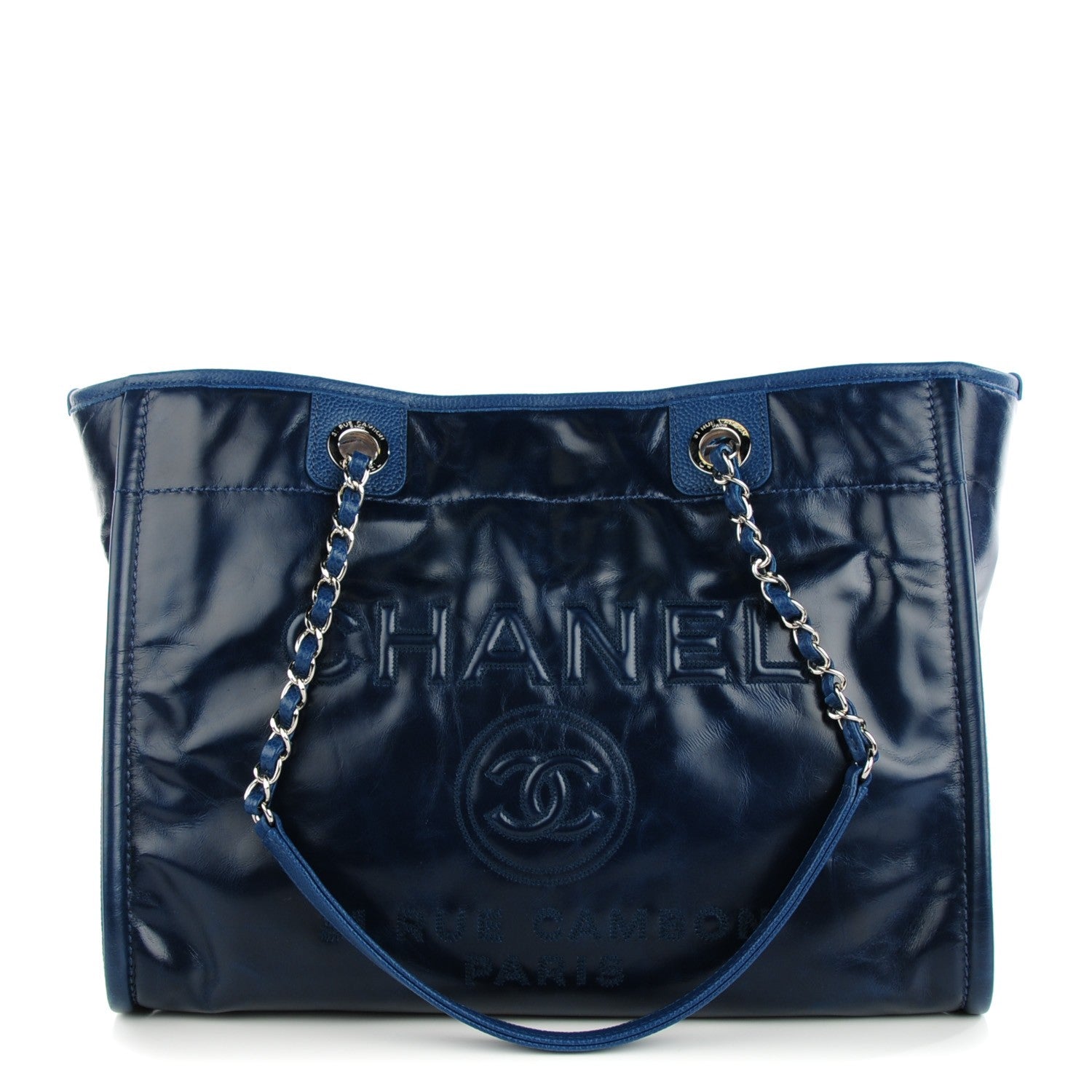 Chanel Calfskin Small Deauville Tote Blue 1 of 7