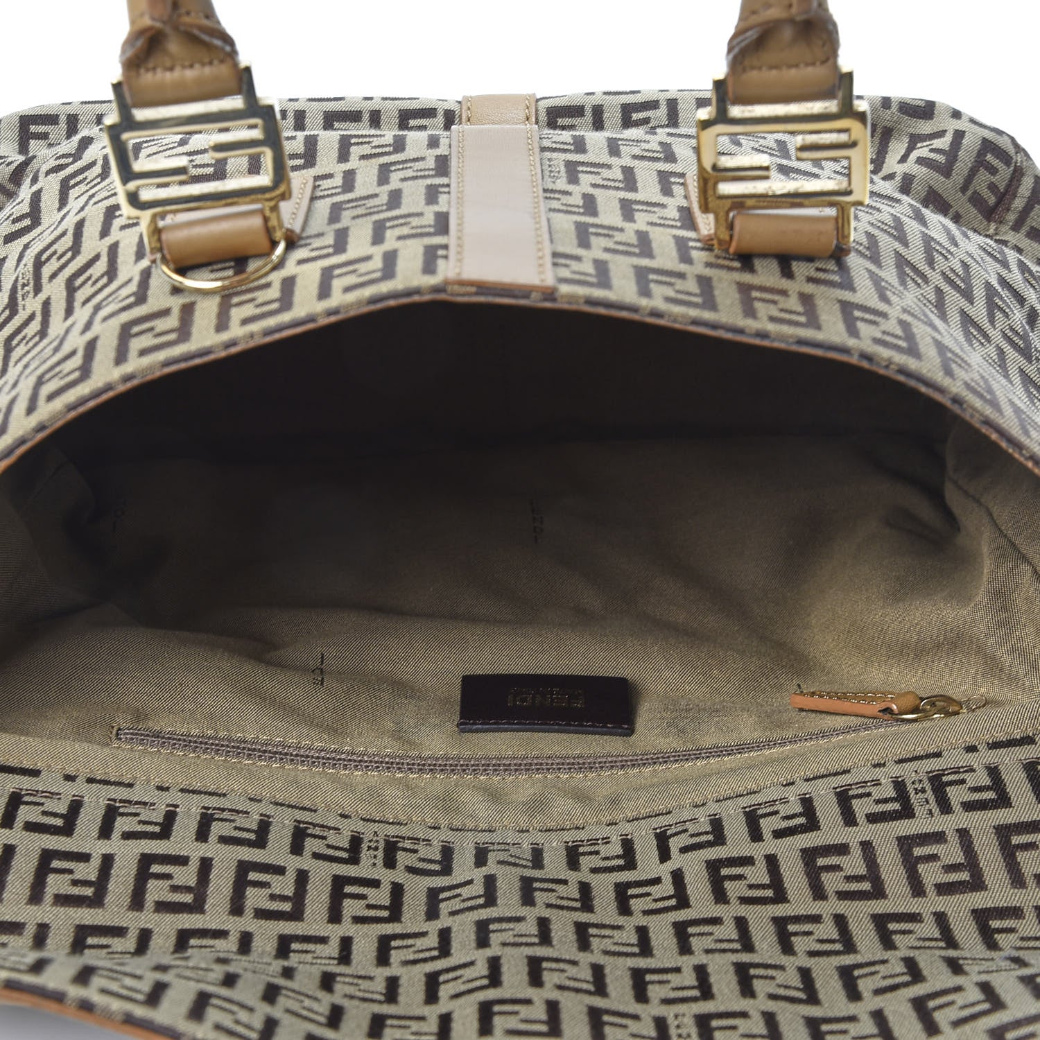 Fendi Zucchino Vitello Tote Mogano Panna 4 of 11