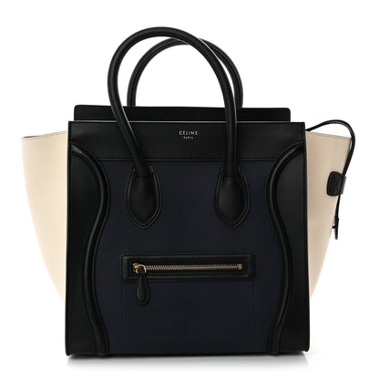 Celine Velluto Calfskin Mini Tri-Color Luggage Navy 1 of 10