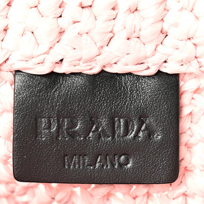 Prada Yarn Raffia Effect Crochet Small Logo Tote Alabastro 6 of 10