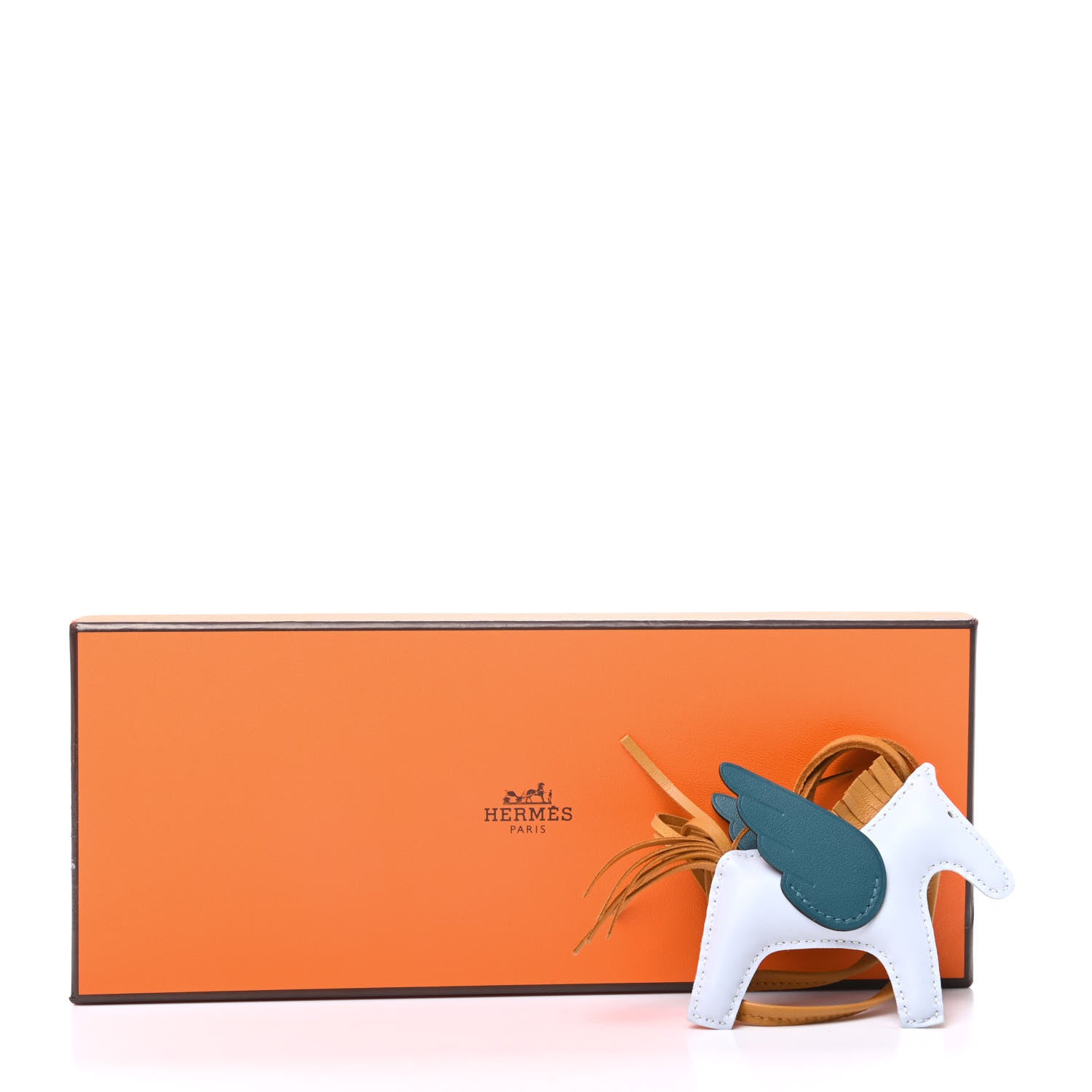 Hermes Milo Lambskin Grigri Rodeo Pegase Horse Bag Charm PM Bleu Brume Sesame Vert Bosphore 6 of 6
