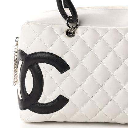 Chanel Calfskin Quilted Large Cambon Bowler White Black 11 of 13