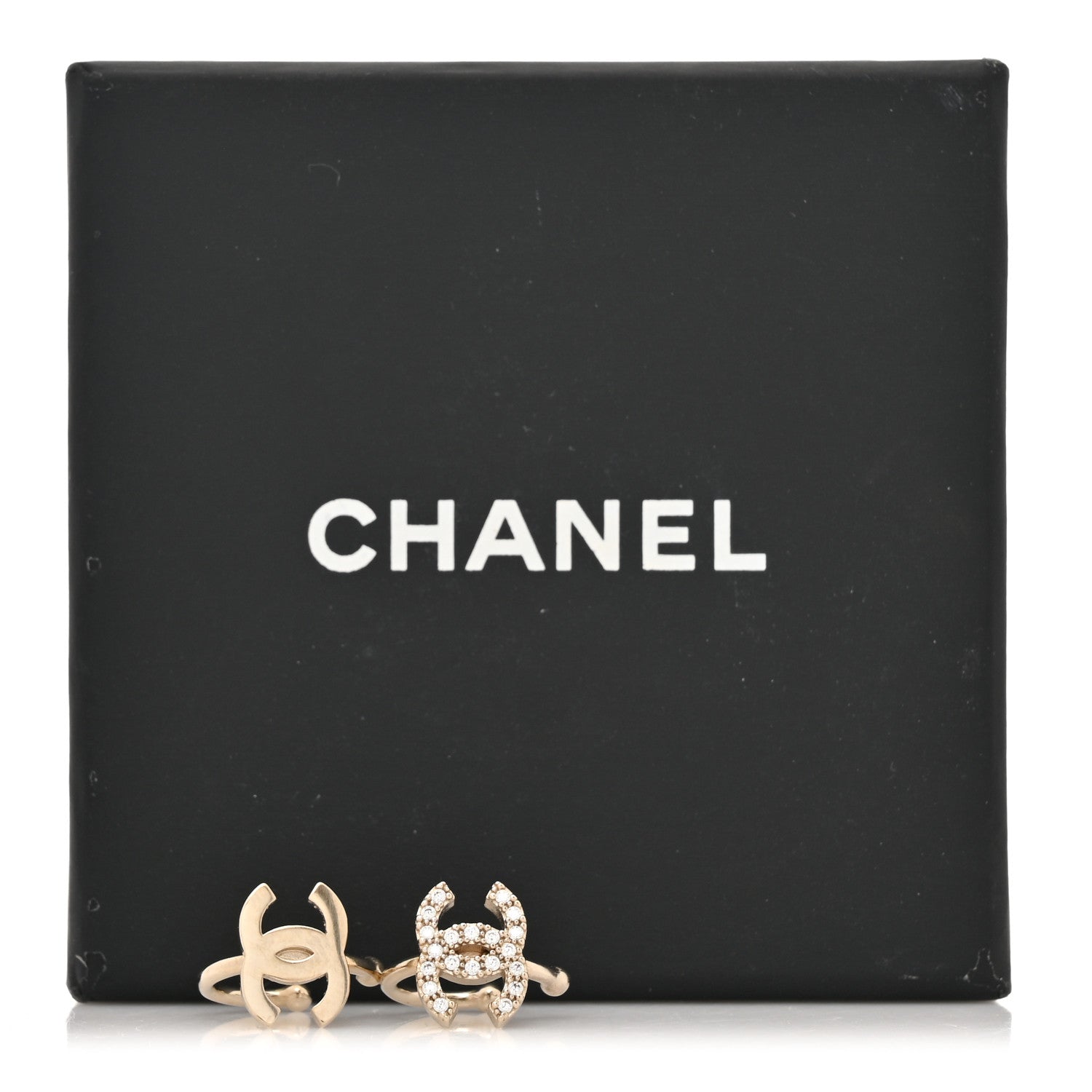 Chanel Metal Strass Lip Ring Set Gold 6 of 6
