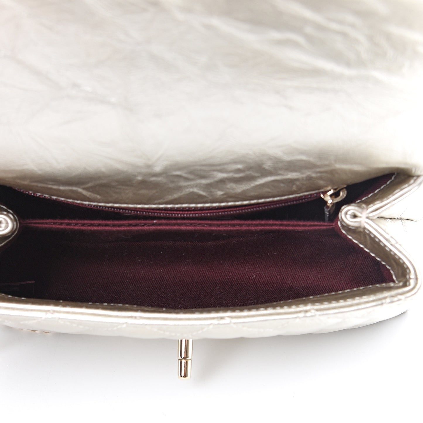Metallic Aged Calfskin Quilted Mini Coco Handle Flap Gold