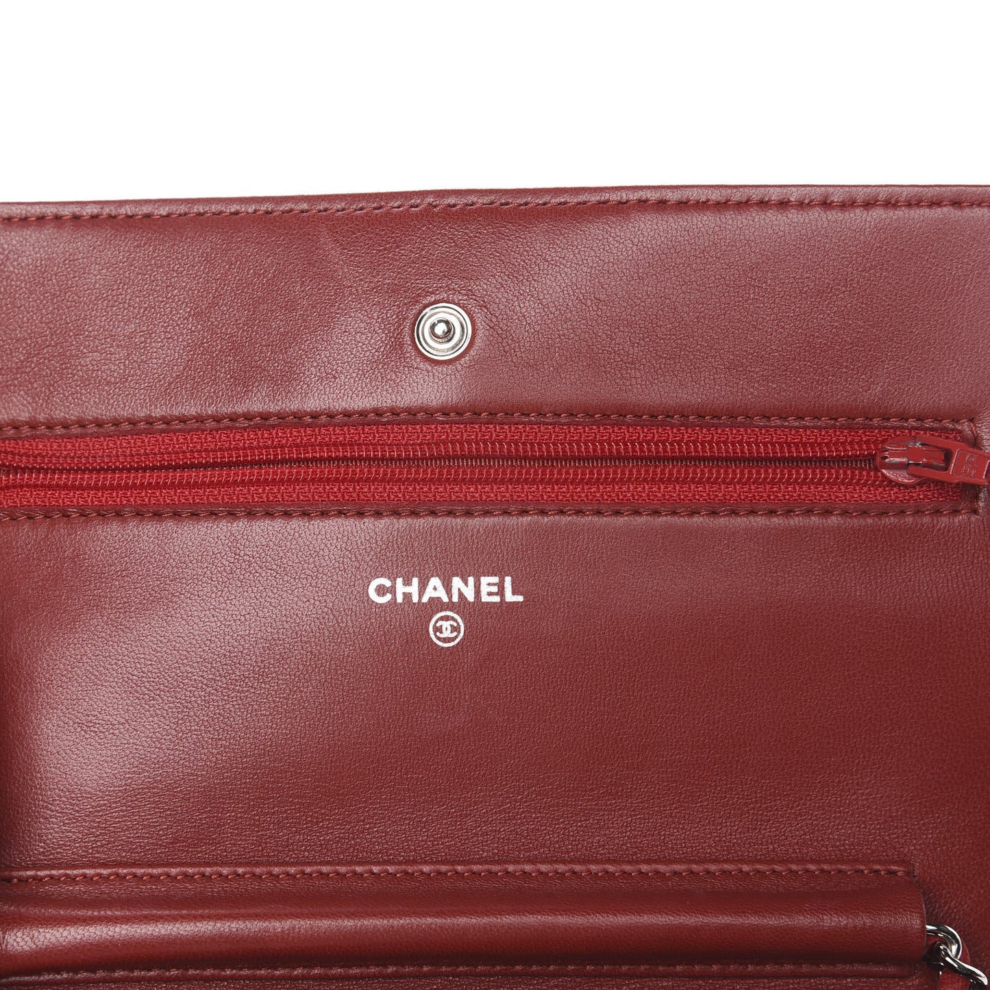 Lambskin Quilted Wallet On Chain WOC Red