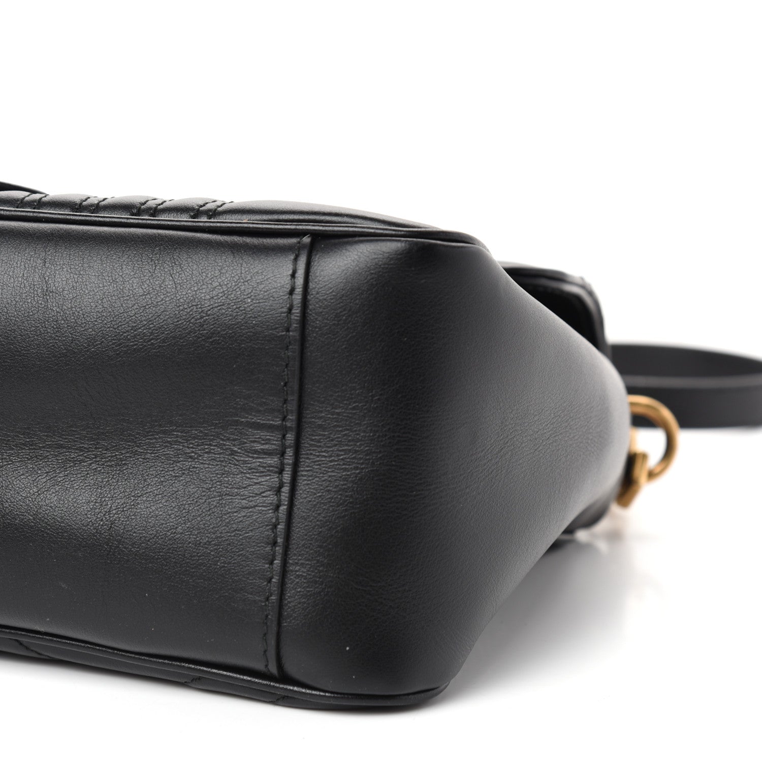 Gucci Calfskin Matelasse Small GG Marmont Top Handle Shoulder Bag Black 9 of 10