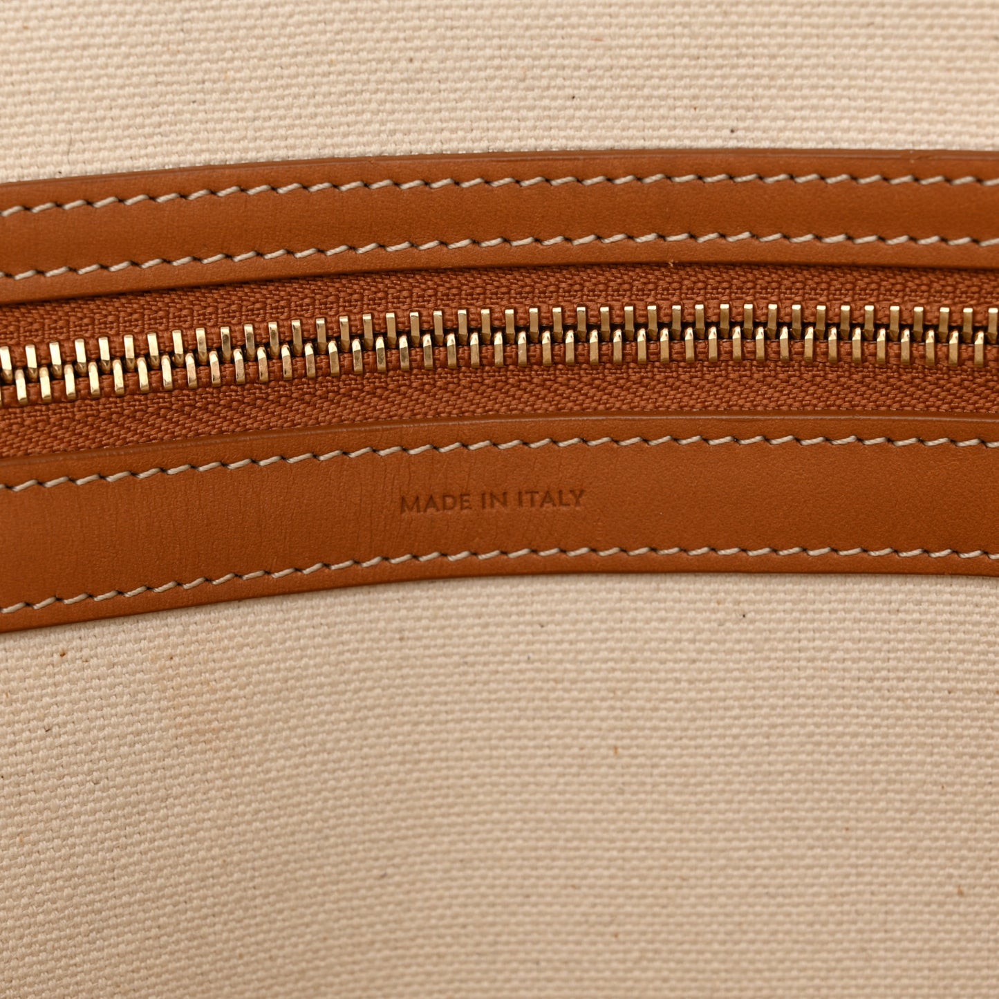 Canvas Calfskin Logo Print Small Horizontal Cabas Natural Tan