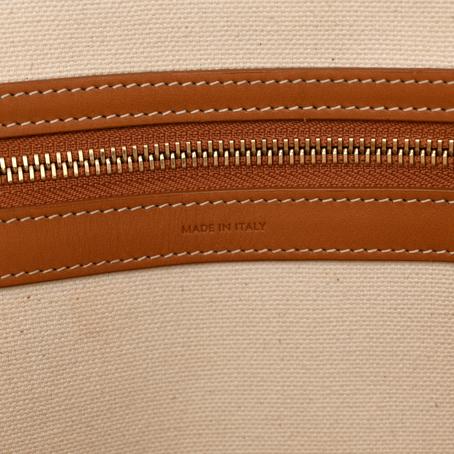 Celine Canvas Calfskin Logo Print Small Horizontal Cabas Natural Tan 7 of 16