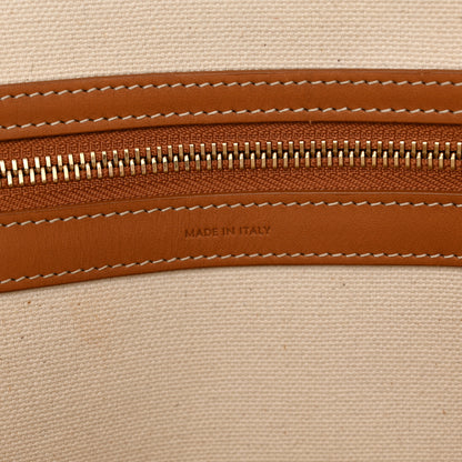 Celine Canvas Calfskin Logo Print Small Horizontal Cabas Natural Tan 7 of 16