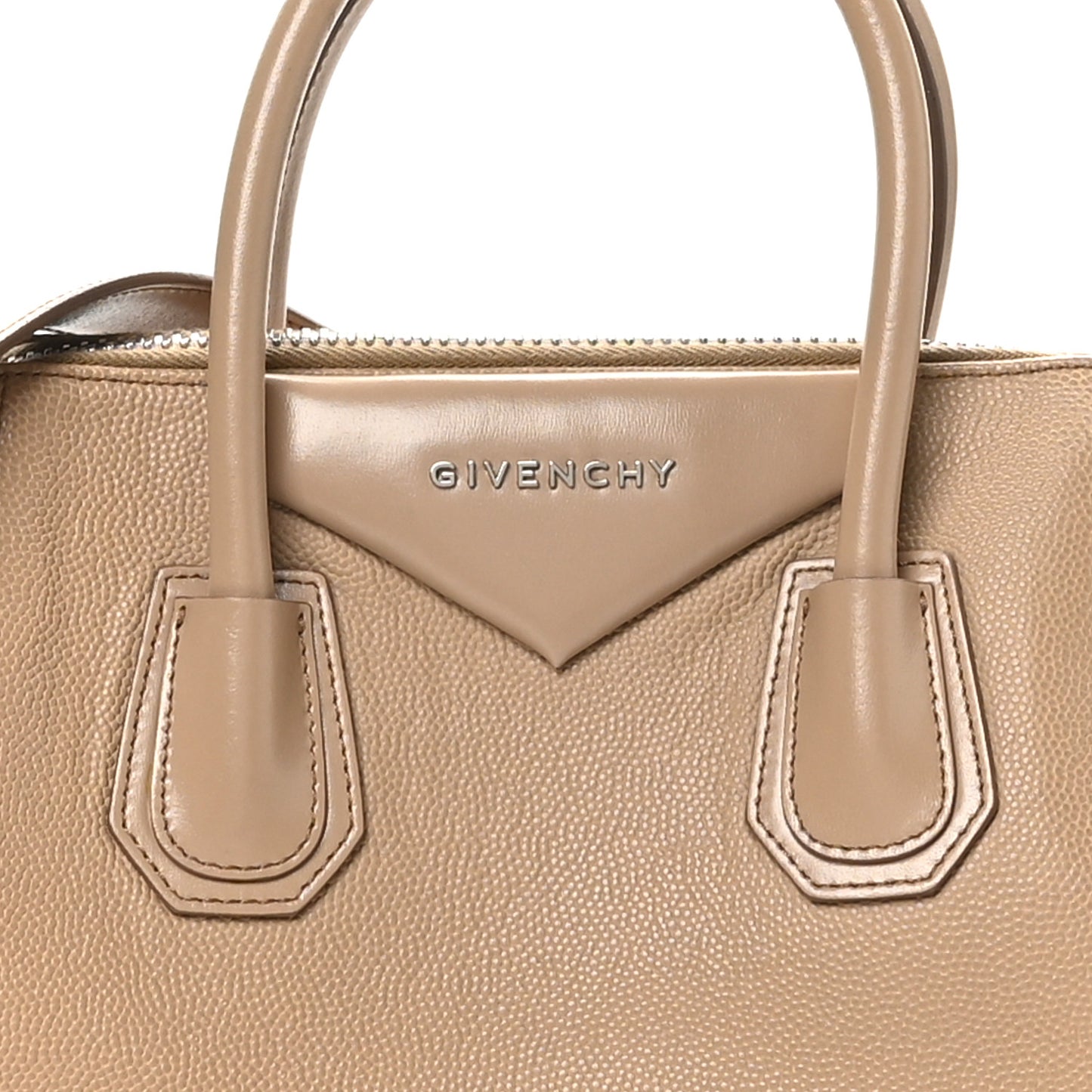 Grained Calfskin Small Antigona Light Beige
