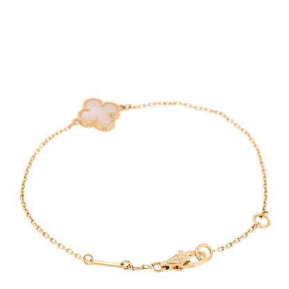 Van Cleef & Arpels 18K Yellow Gold Mother of Pearl Sweet Alhambra Bracelet 2 of 5