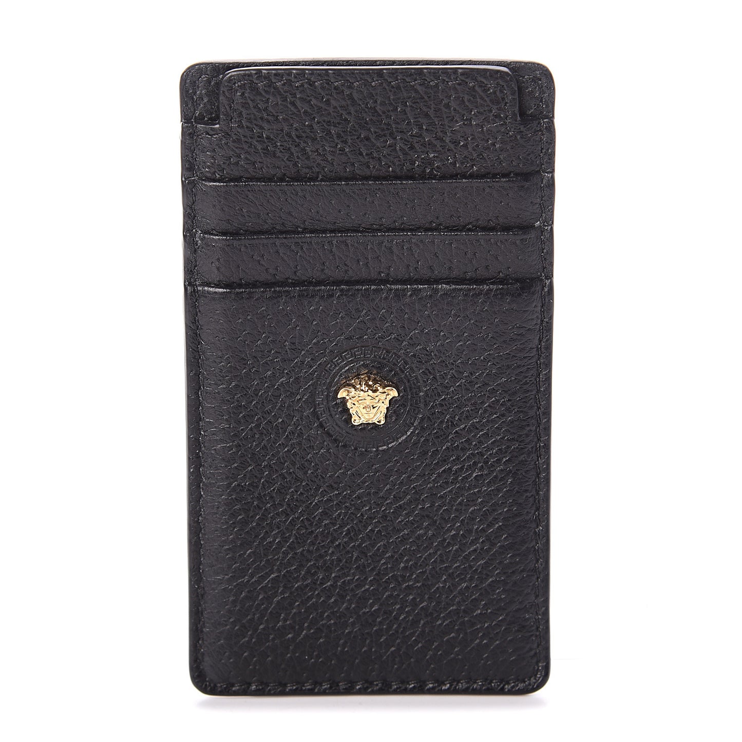 Calfskin Palazzo Medusa Card Holder Black
