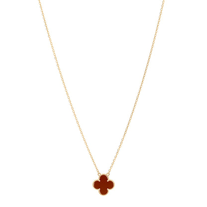 Van Cleef & Arpels 18K Yellow Gold Carnelian Vintage Alhambra Pendant Necklace 1 of 5