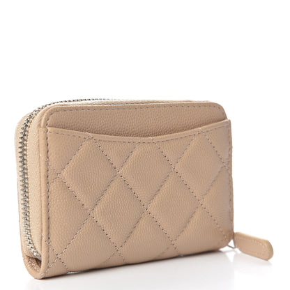 Chanel Caviar Quilted Zip Card Holder Beige 3 of 11