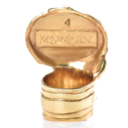 Saint Laurent Glass Cabochon Arty Ovale Ring 4 Gold Lapis 3 of 5