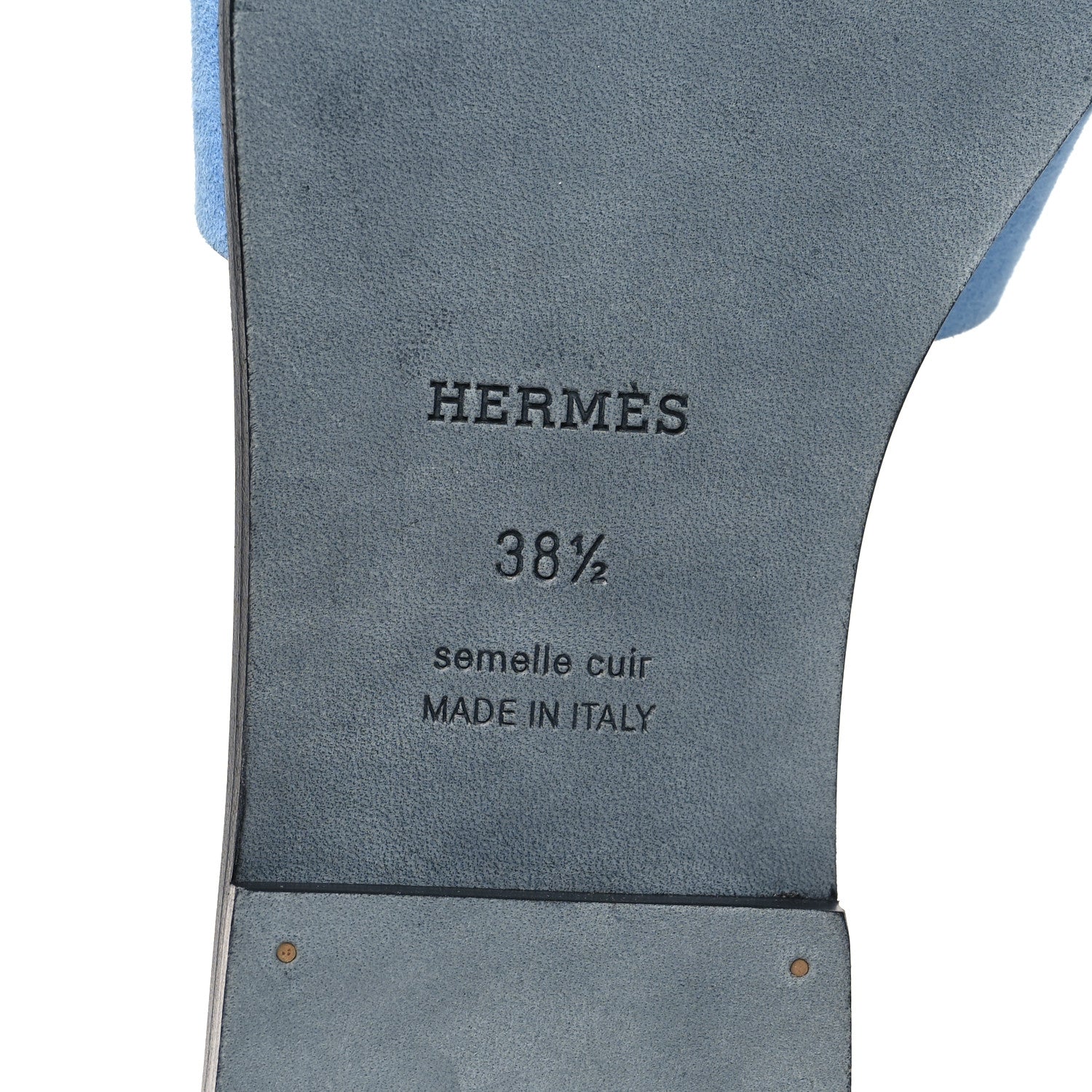 Hermes Suede Goatskin Oran Sandals 38.5 Bleu Cameo 6 of 8