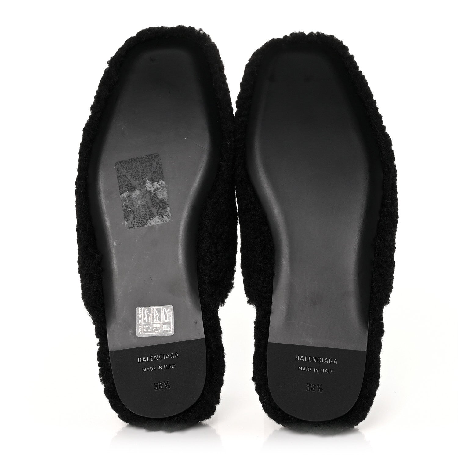 Balenciaga Faux Shearling Cosy BB Mules 38.5 Black 5 of 7